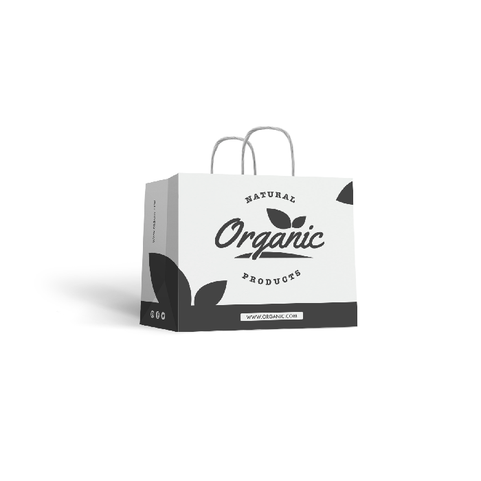 Borse shopper orizzontale di carta con maniglie ritorte Borse shopper orizzontale di carta con maniglie ritorte